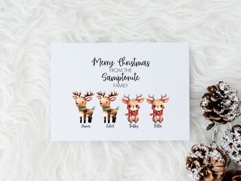 Personalised Reindeer Family Christmas Card, 4 of 6