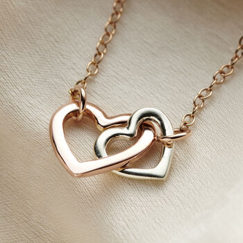 Mummy And Baby 9ct Gold Double Heart Necklace, 6 of 7