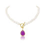 Mustique White Pearl Necklace With Lemon Topaz Drop, thumbnail 5 of 6