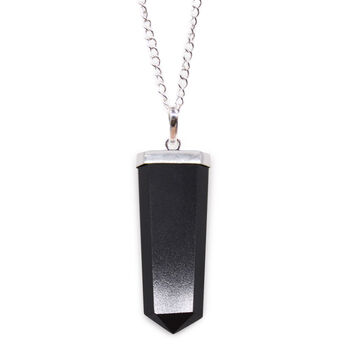 Gemstone Flat Pencil Pendant Black Agate, 2 of 8