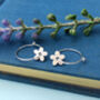 Thank You Teacher Sterling Silver Mini Textured Flower Hoop Earrings, thumbnail 8 of 12