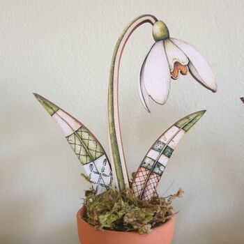 Wooden 'Potted' Snowdrop Flower Home Decoration, 5 of 5