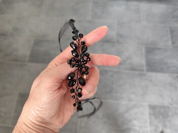 Black Crystal Ribbon Wrist Corsage, 9 of 9