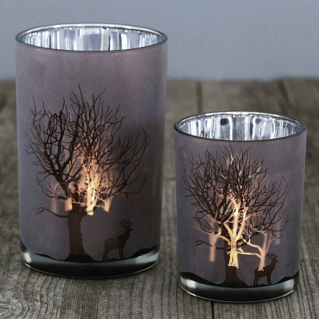 woodland glass candle holders two sizes by primrose & plum