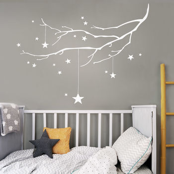 Winter Branch With Stars Fabric Wall Sticker, 6 of 6
