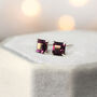 Purple Square Stud Earrings In Sterling Silver, thumbnail 2 of 11
