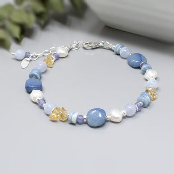 Forget Me Not Multi Gemstone Bracelet Sterling Silver, 4 of 4