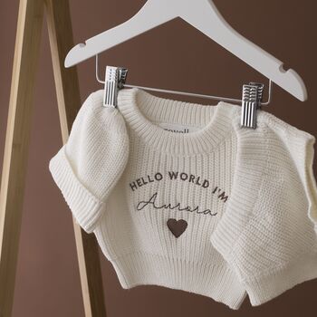 Personalised Hello World Knitted Baby Set, 2 of 3