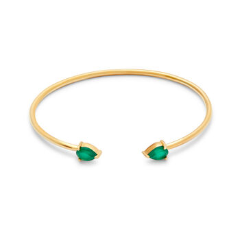 Green Onyx Teardrop 18k Gold Plated Cuff Bracelet, 6 of 7