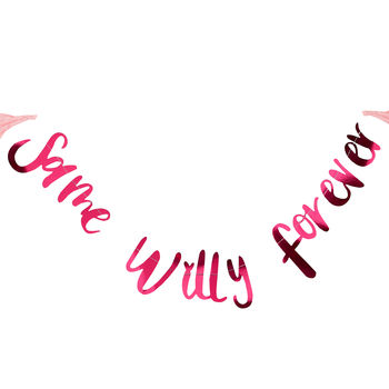 Hot Pink Same Willy Forever Hen Party Bunting, 2 of 3