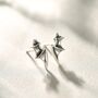 Tiny Bat Wing Stud Earrings In Sterling Silver, thumbnail 1 of 12