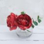 Deep Red Faux Peony Bouquet In Vase, thumbnail 7 of 9