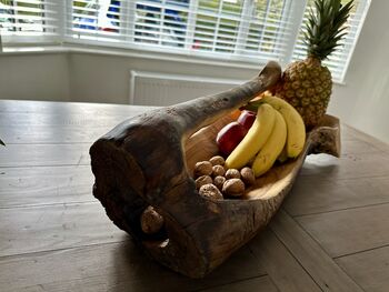 Huge Heavy 70–80cm Teak Wood Trug Bowl 6kg Fruit And Flower Holder, 7 of 12