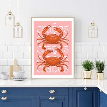Crab Print On Typography Background, 3 of 4