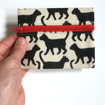 Cat Coin Purse. Cotton Pouch. Handmade, 2 of 3