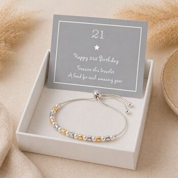 21st Birthday Bead Drawstring Bracelet, 6 of 7