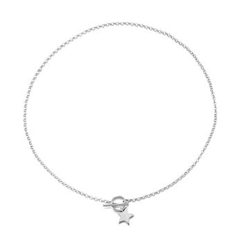 Sterling Silver Star Charm T Bar Belcher Chain Necklace, 2 of 5