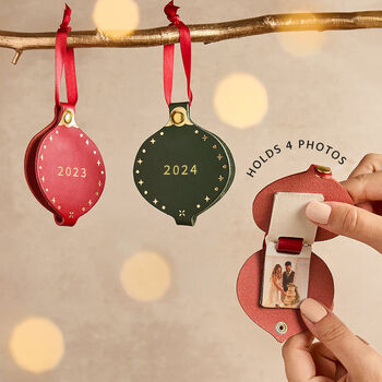 Personalised 2024 Memories Leather Photo Bauble, 4 of 6