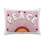 Peace Hand Embroidered Cushion In Embroidered Pure Wool, thumbnail 2 of 4