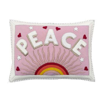 Peace Hand Embroidered Cushion In Embroidered Pure Wool, 2 of 4