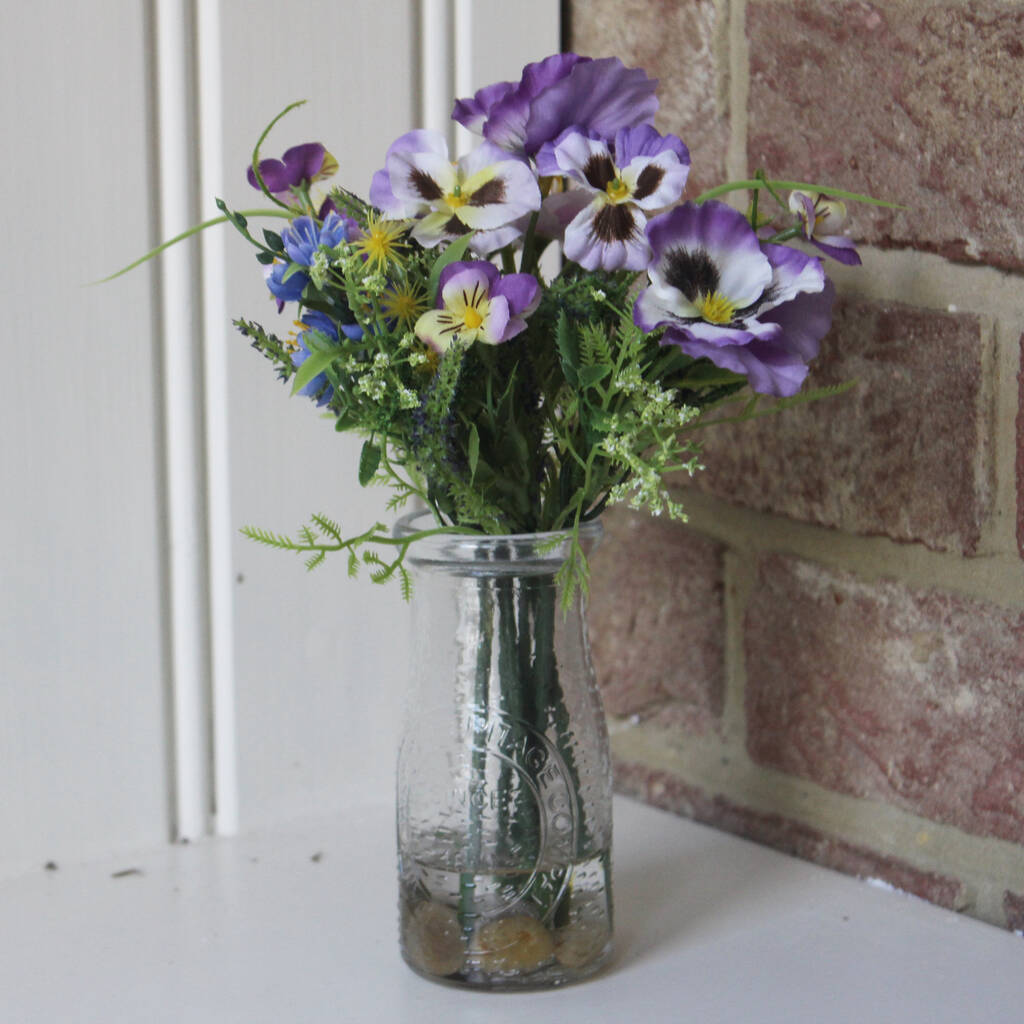 Artificial Purple Flower Arrangement And Vase By Lime Tree London