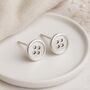 Sterling Silver Sewing Button Stud Earrings – 9mm, thumbnail 1 of 3