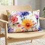 Rectangular Cushion Cover With Watercolor Wildflower Design, thumbnail 4 of 12