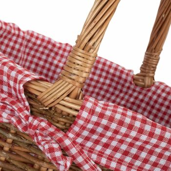 Willow Picnic Hamper Basket | Red Gingham Lining, 5 of 7