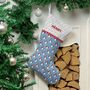 Personalised Christmas Stocking 'Blue Penguins', thumbnail 2 of 3