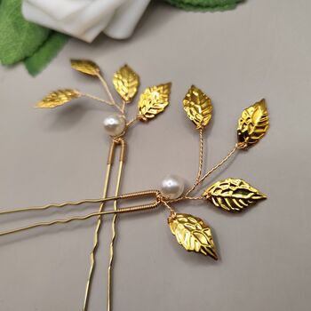 Wedding Hair Accessories Gold Set Of Two, 4 of 12
