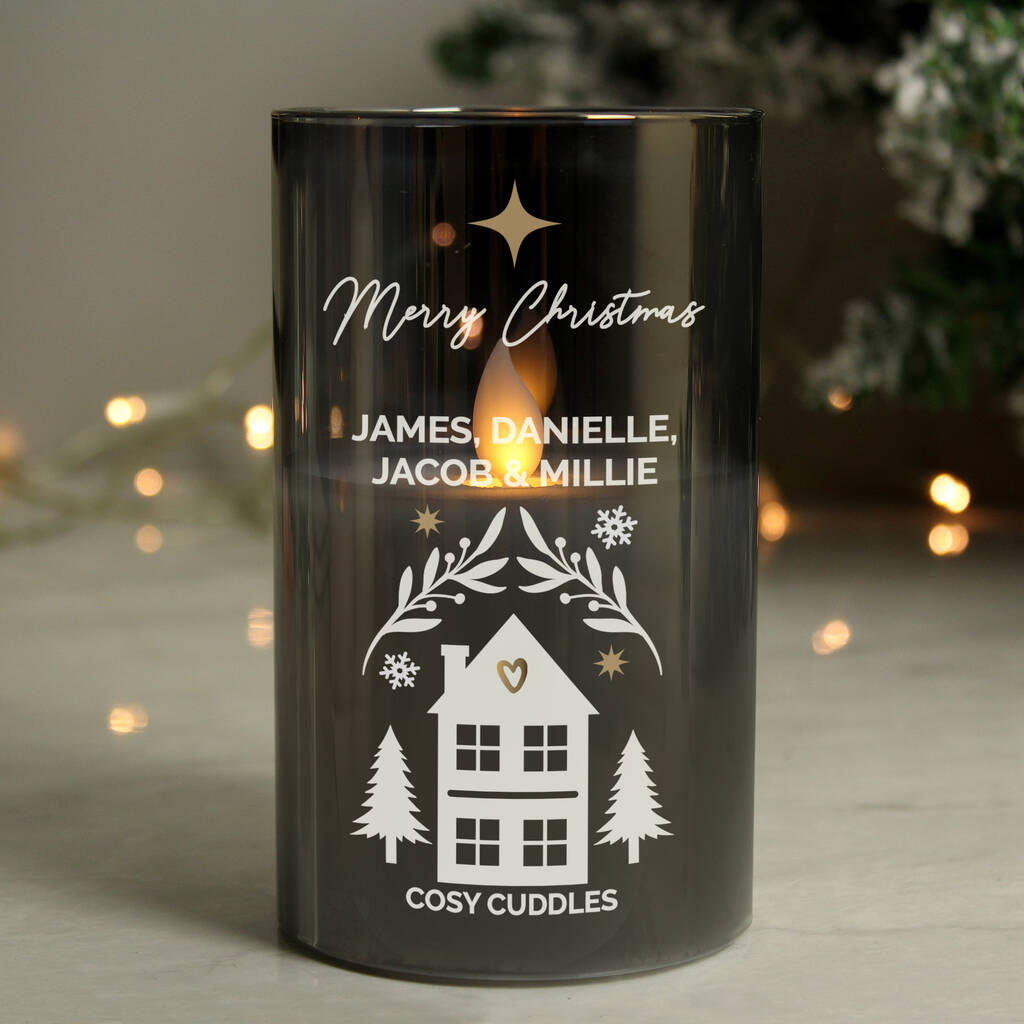 Personalised Christmas Smoked LED Candle, 1 of 5