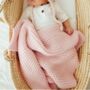 Personalised Pink Garter Stitch Baby Blanket, thumbnail 1 of 5