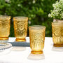 Set Of Four Zamora Amber Highball Tumblers, thumbnail 1 of 7