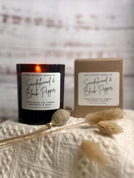 Sandalwood And Black Pepper Scented Soy Candle, 3 of 3