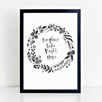 No Place Like Home Hand Lettered Wreath Print, 2 of 2