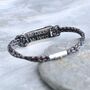 Men's Personalised Double Strand Leather ID Plate Bracelet, thumbnail 3 of 8