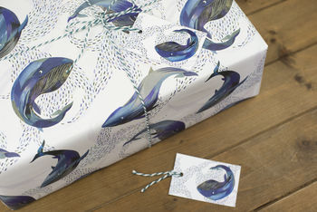 Blue Whales Luxury, Recycled Wrapping Paper Pack, 2 of 5