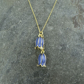 Bluebell Flower Earrings And Necklace Set, Gold Tone, 6 of 7