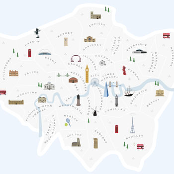 Map Of London Boroughs Print, 4 of 4