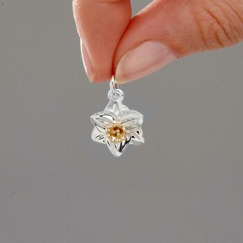 Daffodil Solid Silver And Gold Charm, 2 of 11