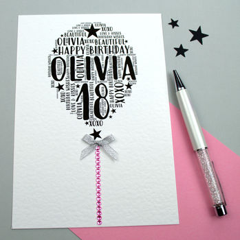 18th Happy Birthday Balloon Sparkle Card, 2 of 12