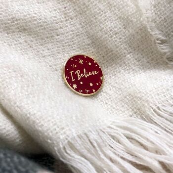 'I Believe' Red Enamel Pin Badge, 10 of 12