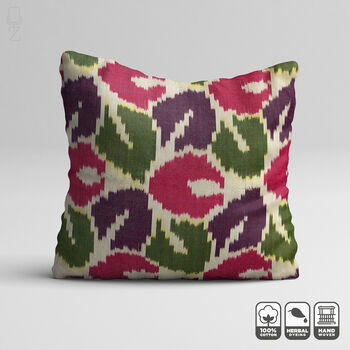 Ikat Cushion Cover With Leafs Pattern, 6 of 7