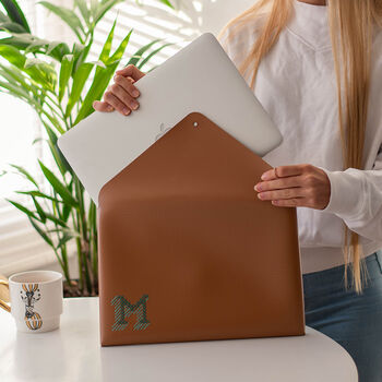 Stitch Your Design Laptop Sleeve In Vegan Leather, 2 of 12