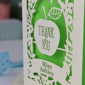 Personalised Papercut Teacher Apple Card, 7 of 7
