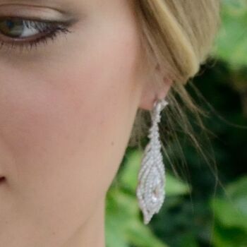 Vintage Style Feather Crystal Earrings, 3 of 3