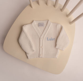 Personalised Ribbed Knitted Baby Cardigan, 3 of 8