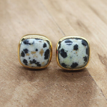 Gold Vermeil Plated Dalmatian March Birthstone Earrings, 6 of 7