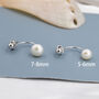 Sterling Silver Ball And Natural Freshwater Pearl Ear Jacket, thumbnail 3 of 12