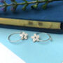Sterling Silver Mini Textured Flower Hoop Earrings, thumbnail 2 of 12